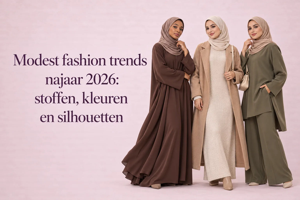 Drie vrouwen in modest fashion herfstlooks 2026 — stoffen, kleuren en silhouetten ZYNA