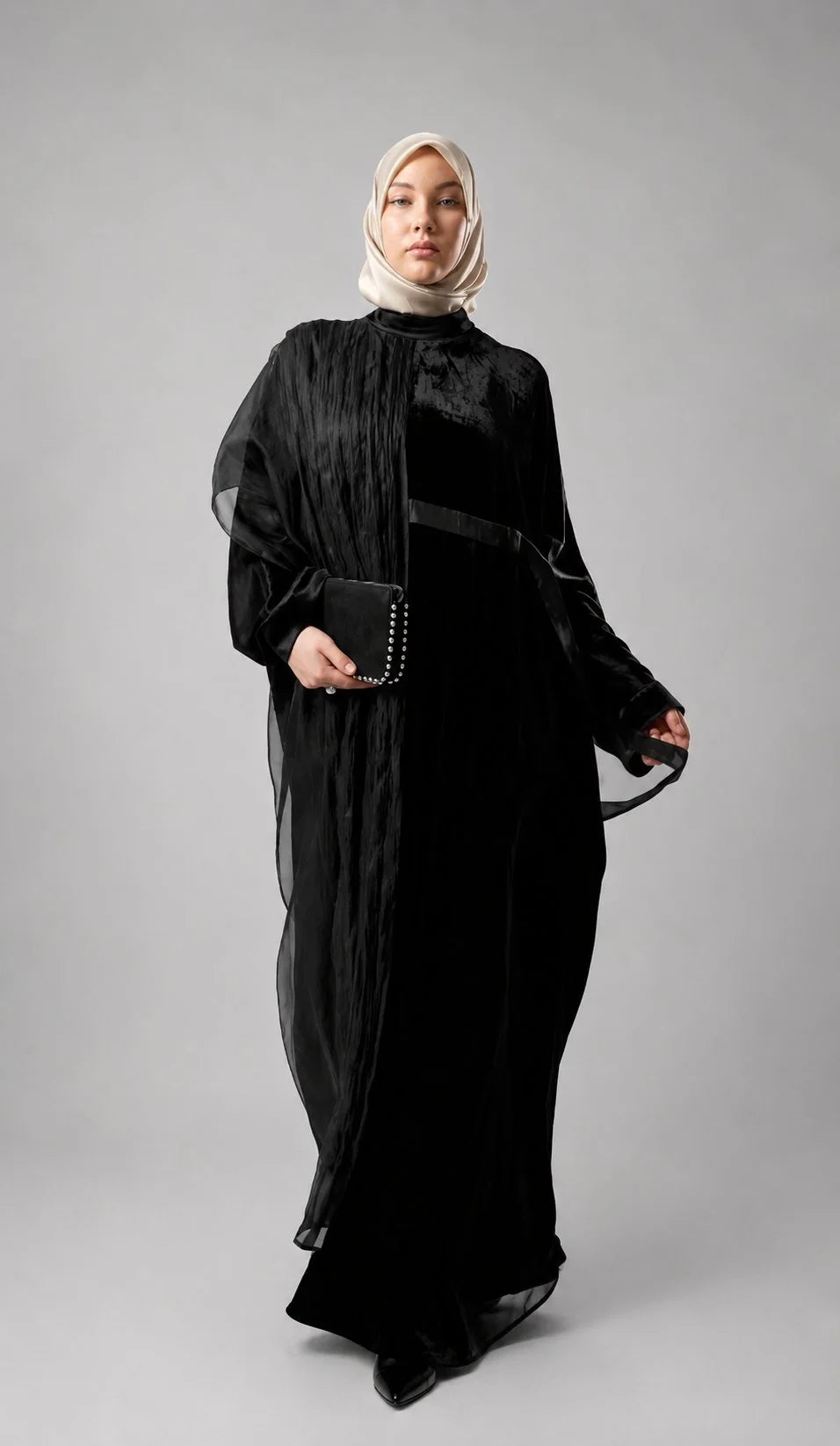 Abaya Nour – Cupro & Plissé Organza | ZYNA