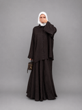 Ensemble modest fashion chocolat veste oversize jupe longue satin ZYNA
